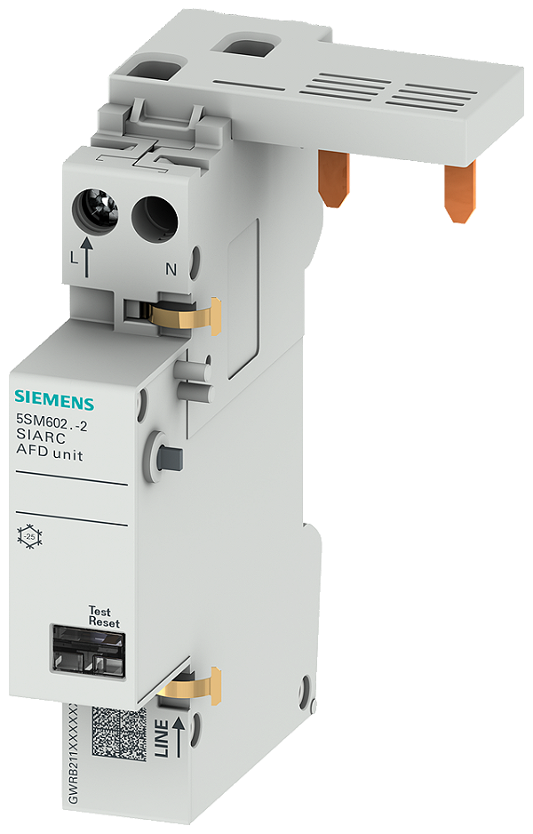 Bloco De Interruptor De Proteção Contra Incêndio Afdd 1-16A 230V Para Disjuntor E Interruptor Fi/Disjuntor 1+N 2TE Bloco De Interruptor De Proteção Contra Incêndio Sentron 5SM6 Para A Proteção Confiável E Abrangente De Pessoas 5SM6021-2 Siemens
