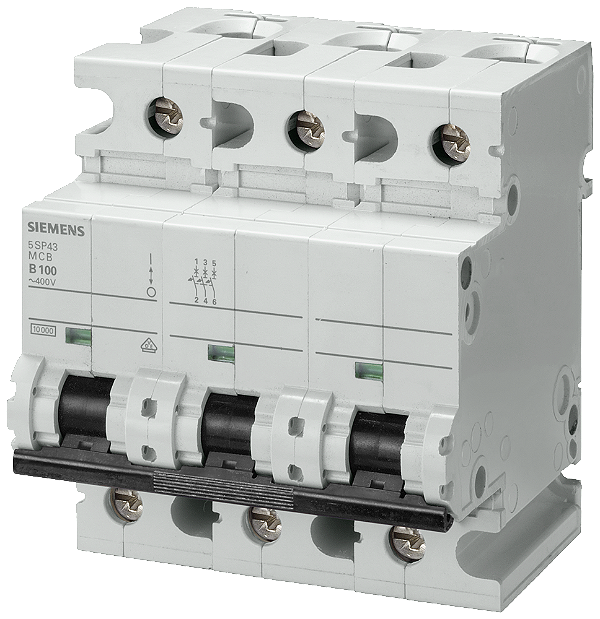 Disjuntor Da Linha 400V 10kA De 3 Polos C 100A P 70mm Disjuntor Sentron 5SP4 Para A Proteção Eficaz Do Operador E De Sistemas Ao Desligar De Forma Segura Em Caso De Sobrecarga E Curto-Circuito Os Minidisjuntores Podem Ser Montados 5SP4391-7 Siemens