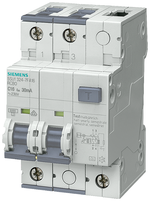 Interruptor Fi/Disjuntor 10 Ka 2P Tipo A 30 Ma Car C In 32 A Un Ca 230 V Disjuntor Diferencial/Disjuntor Sentron 5SU1 Para A Proteção Combinada Contra Sobrecarga Curto-Circuito E Correntes De Falha Nossos Disjuntores De Corrente 5SU1324-7FA32 Siemens