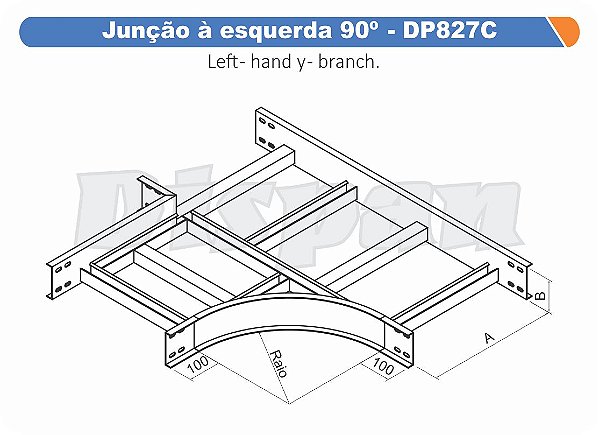 Juncao Esquerda Aço Carbono 90G Curvilineo 520 800Mm Gf Aba Externa Alt 100Mm