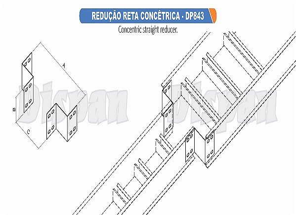Redução Reta Concêntrica Leito Aço Carbono Raio Segmentado 320 1100/900Mm Gf Aba Externa Alt 100Mm