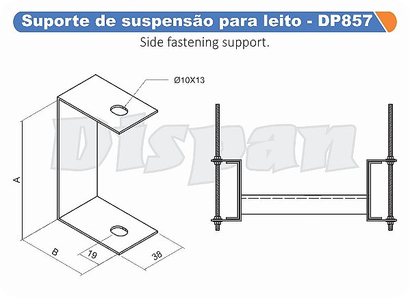 Suporte Para Suspensao De Leito 75X19Mm Aço Carbono Gf