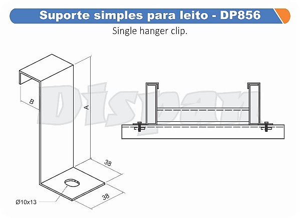 Suporte Simple Para Leito 100X45Mm Aço Carbono Gf