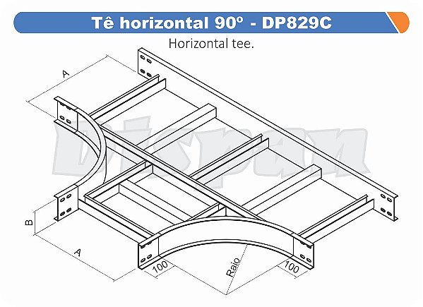 Te Para Leito Horizontal Aço Carbono 90G Curvilineo 520 300Mm Gf Aba Interna Alt 100Mm