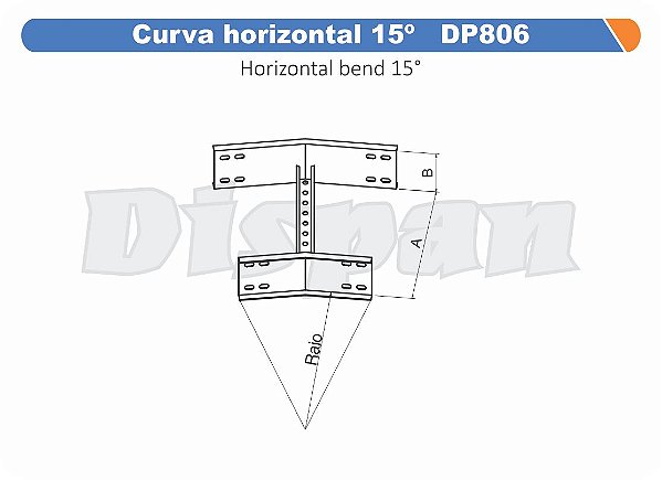 Curva Para Leito Horizontal Aço Carbono 15G Raio Segmentado 520 1000Mm Gf Aba Interna Alt 100Mm