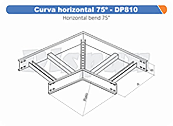 Curva Para Leito Horizontal Aço Carbono 75G Raio Segmentado 520 1100Mm Gf Aba Externa Alt 100Mm