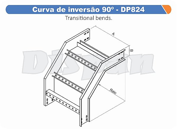 Curva Para Leito Inversao Aço Carbono 90G Raio Segmentado 520 1100Mm Gf Aba Externa Alt 100Mm