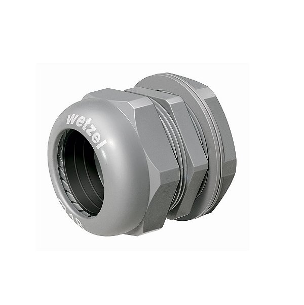 Conector Prensa Cabo Nylon Curto Cinza 1" Diametro Cabo 18-25 C/ R Bsp C/ Contrapor PN BSP C+P-20 CZ Wetzel