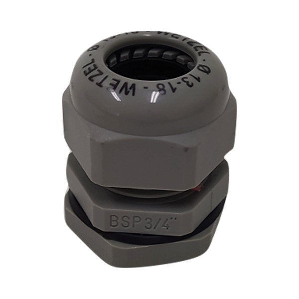 Conector Prensa Cabo Nylon Curto Cinza 1.1/2" Diametro Cabo 32-38 C/ R Bsp C/ Contrapor PN BSP C+P-30 CZ Wetzel