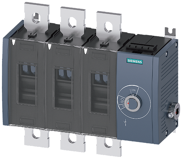 Seccionador De Corte Em Carga 630A Tam 4 De 3 Polos Acionamento De Parede Lateral À Direita Equipamento De Base Sem Manípulo Conexão Plana Chave Seccionadora 3KD De Até 1600 A Como Chave Principal Interruptor De Desligamento 3KD4634-0QE40-0 Siemens