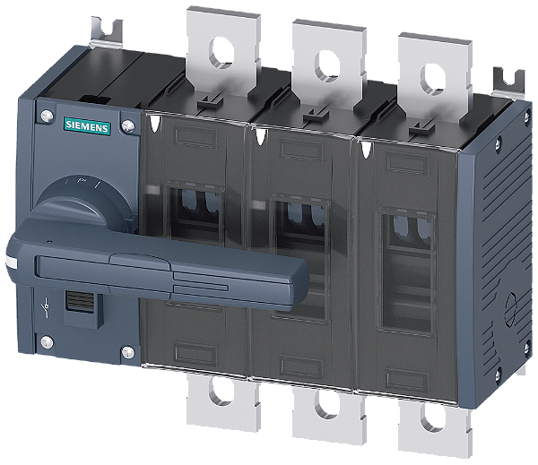 Seccionador De Corte Em Carga 800A Tam 4 De 3 Polos Acionamento Frontal Esquerdo Dispositivo Completo Com Acionamento Direto Cinza Conexão Plana Chave Seccionadora 3KD De Até 1600 A Como Chave Principal Interruptor De 3KD4832-0QE10-0 Siemens