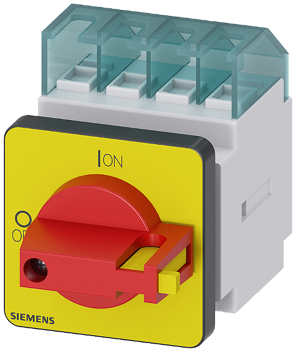 Sentron Seccionador De Corte Em Carga 3LD Chave De Parada De Emergência 3 Polos Iu 16 A Potência De Operação/A CA-23 A A 400V 7,5 Kw Fixação Dianteira Acionamento De Manípulo Vermelho/Amarelo Fixação De 4 Furos Para O Manípulo 3LD2022-0TK13 Siemens