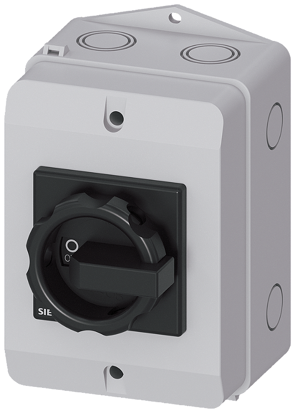 Sentron Seccionador De Corte Em Carga 3LD Interruptor Principal De 3 Polos Iu 25 A Potência De Operação/ A CA-23 A A 400V 9,5 Kw Encapsulamento Com Material Isolante Para União Roscada Métrica 1NF 1NA Acionamento Rotativo Preto 3LD2164-1GP51 Siemens