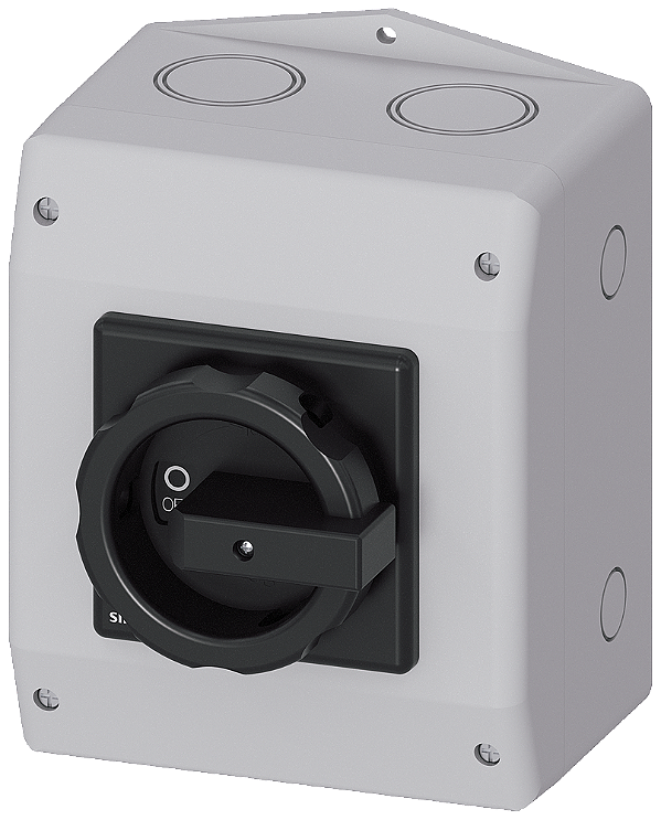 Sentron Seccionador De Corte Em Carga 3LD Interruptor Principal De 6 Polos Iu 25 A Potência De Operação/ A CA-23 A A 400V 9,5 Kw Encapsulamento Com Material Isolante Para União Roscada Métrica Acionamento Rotativo Preto 3LD2165-3VB51 Siemens