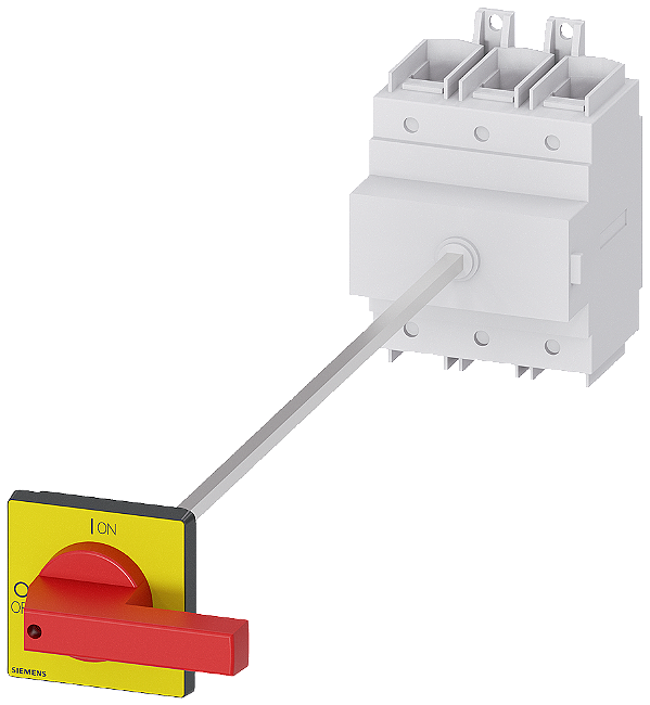 Sentron Seccionador De Corte Em Carga 3LD Chave De Parada De Emergência 3 Polos Iu 250A Potência De Operação/A CA-23 A A 400V 132 Kw Fixação No Piso Com Acoplamento Da Porta Acionamento De Manípulo Vermelho/Amarelo Fixação De 4 3LD2418-0TK13 Siemens