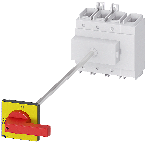 Sentron Seccionador De Corte Em Carga 3LD Chave De Parada De Emergência 4 Polos Iu 250A Potência De Operação/A CA-23 A A 400V 132 Kw Fixação No Piso Com Acoplamento Da Porta Acionamento De Manípulo Vermelho/Amarelo Fixação De 4 3LD2418-1TL13 Siemens