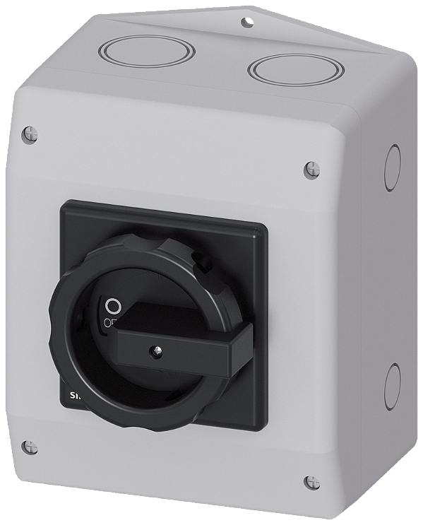 Sentron Seccionador De Corte Em Carga 3LD Interruptor Principal De 3 Polos Iu 63 A Potência De Operação/ A CA-23 A A 400V 22 Kw Encapsulamento Com Material Isolante Para União Roscada Métrica Acionamento Rotativo Preto 3LD2565-0TB51 Siemens