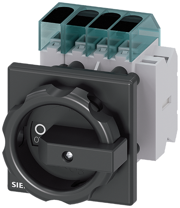 Chave Seccionadora 3LD3 Iu 25 A Chave Principal 3 Polos + N Potência Nominal De Operação Em AC-23 A Em 400V 9,0kW Fixação Frontal Interruptor Básico Com Fixação De Orifício Central 22,5mm Acionamento De Manípulo Preto 66x66mm 3LD3154-1TL51 Siemens