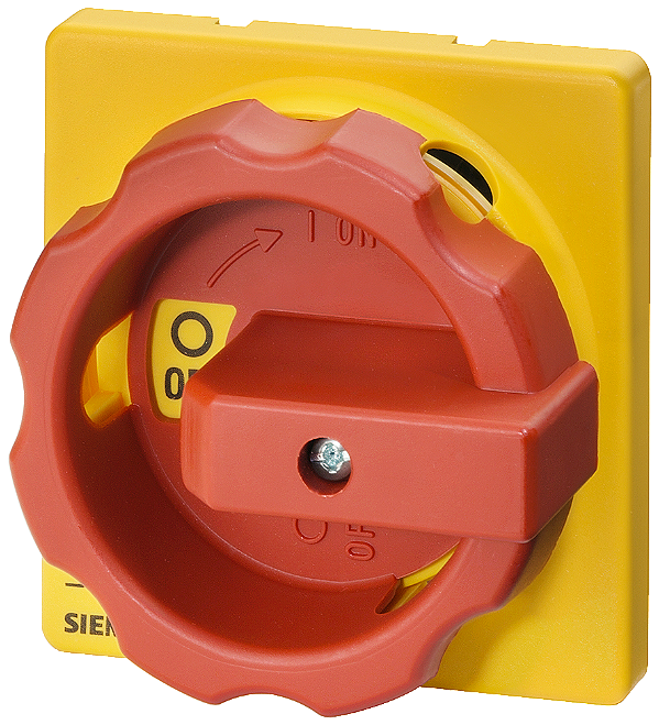 Acionamento Rotativo Manípulo De Acionamento Vermelho/Amarelo Para Fixação Frontal Do Furo Central Para 25A E 32A Acessórios Para Chave Principal E De Parada De Emergência 3LD2 Interruptores Principais E De Desligamento De 3LD9224-3D Siemens
