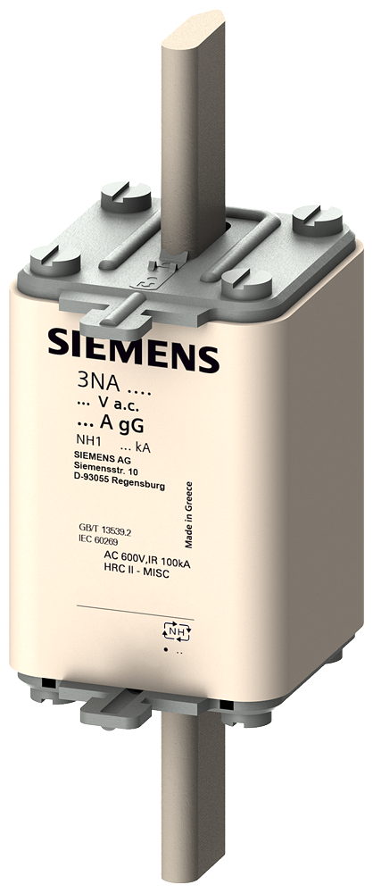 Elemento De Fusível Nh NH1 In 200 A Gg Un Ca 500 V Un Cc 440 V Indicador Frontal Pegas Condutoras De Tensão Elemento Fusível Nh Sentron 3NA3 Para A Proteção Seletiva De Condutores E De Instalações O Sistema De Fusíveis Nh Oferece Uma 3NA3140 Siemens
