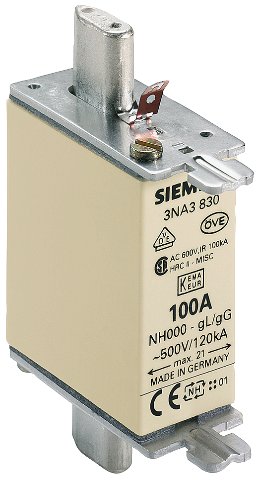 Fusível Nh T.000 100A 500Vca 3NA3830 SIEMENS