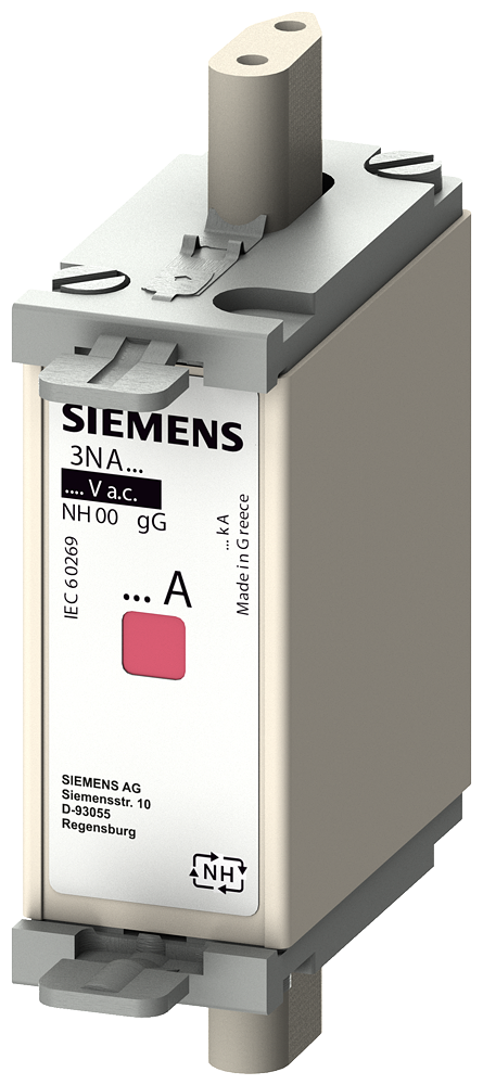 Elemento De Fusível Nh NH000 In 63 A Gg Un Ca 500 V Un Cc 250 V Indicador Combinado Pegas Isoladas Elemento Fusível Nh Sentron 3NA6 Para A Proteção Seletiva De Condutores E De Instalações O Sistema De Fusíveis Nh Oferece Uma Proteção 3NA6822 Siemens