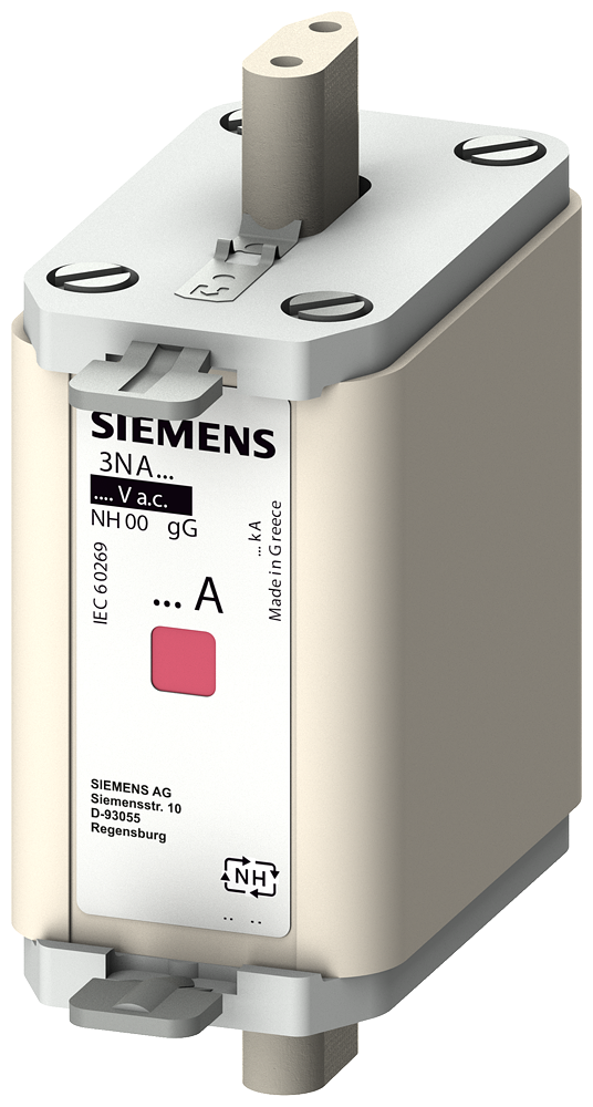 Elemento De Fusível Nh NH00 In 160 A Gg Un Ca 500 V Un Cc 250 V Indicador Combinado Pegas Isoladas Elemento Fusível Nh Sentron 3NA6 Para A Proteção Seletiva De Condutores E De Instalações O Sistema De Fusíveis Nh Oferece Uma Proteção 3NA6836 Siemens