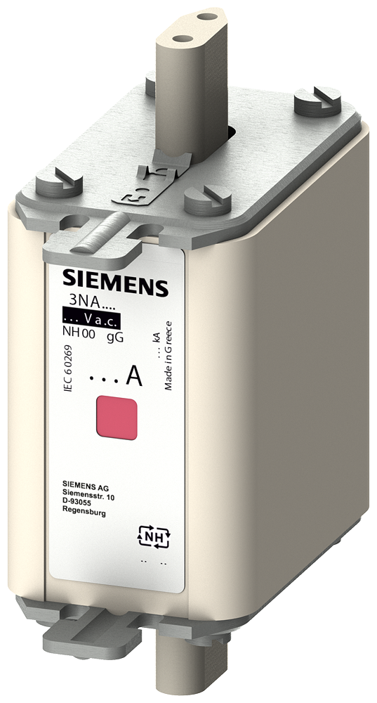 Elemento De Fusível Nh NH00 In 100 A Gg Un Ca 500 V Un Cc 250 V Indicador Combinado Pegas Condutoras De Tensão Elemento Fusível Nh Sentron 3NA7 Para A Proteção Seletiva De Condutores E De Instalações O Sistema De Fusíveis Nh Oferece 3NA7830-7 Siemens