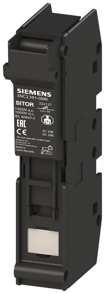 Porta-Fusíveis Sitor 22x 127 63A 1500V Ca/Cc 1000V De 1 Polo Sitor Interruptor-Seccionador De Fusíveis Sentron 3NC2 Para Fusíveis Para Semicondutores Sitor Sendo Um Elemento Importante Dos Componentes De Proteção Sentron Para A 3NC2391-0MK Siemens