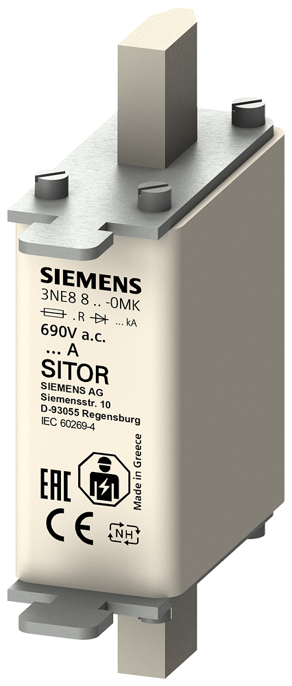 Elemento De Fusível Sitor Com Contatos De Faca NH000 In 20 A Gr Un Ca 690 V Un Cc 440 V Indicador Frontal Elemento Fusível Sitor Sentron 3NE8 Para Fusíveis Para Semicondutores Sitor Como Parte Integrante Importante Dos Componentes 3NE8814-0MK Siemens