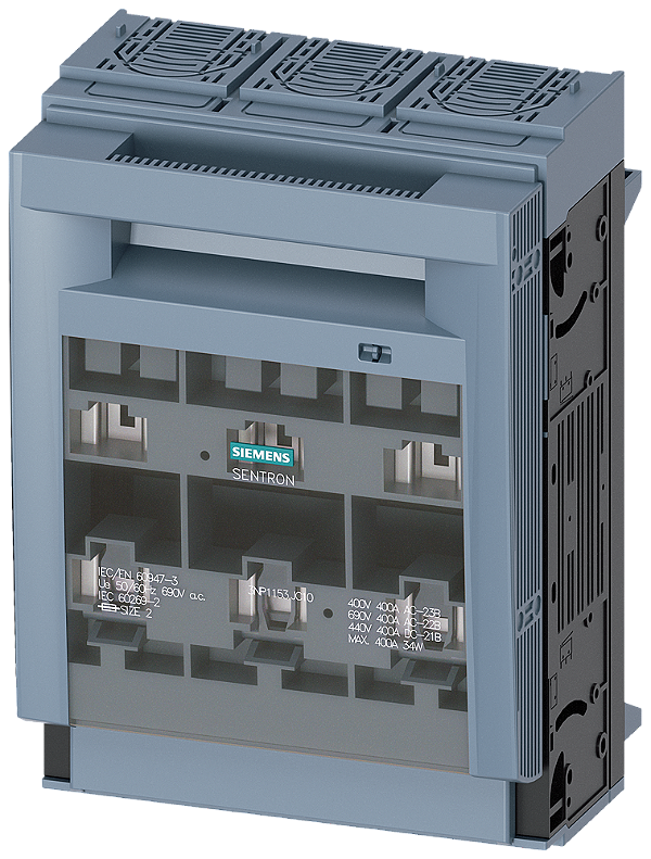 Sentron Seccionadora-Fusível Sob Carga 3NP1 De 3 Polos NH2 400 A Para Sistema De Barramentos Coletores Rittal 60 Mm Conexão Plana Nível Da Cobertura 32/70mm Interruptor-Seccionador De Corte Em Carga Fusível Sentron 3NP1 Chave 3NP1153-1JC10 Siemens