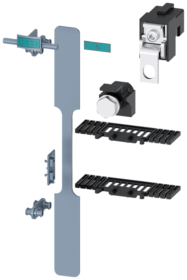Conjunto De Montagem Para Fixação 3NP1 De 4 Polos Para Montagem Em Barramento Coletor De 60mm 8US Para Tamanho Da Estrutura NH1 Com Terminal De Caixa Ou Conexão Plana Acessórios Para Seccionador De Corte Em Carga Fusível 3NP1 3NP1944-1ED00 Siemens