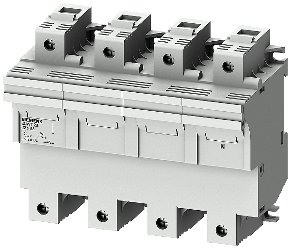 Base Fus Cilind 22X58 100A 3P+N 3NW7261 Siemens