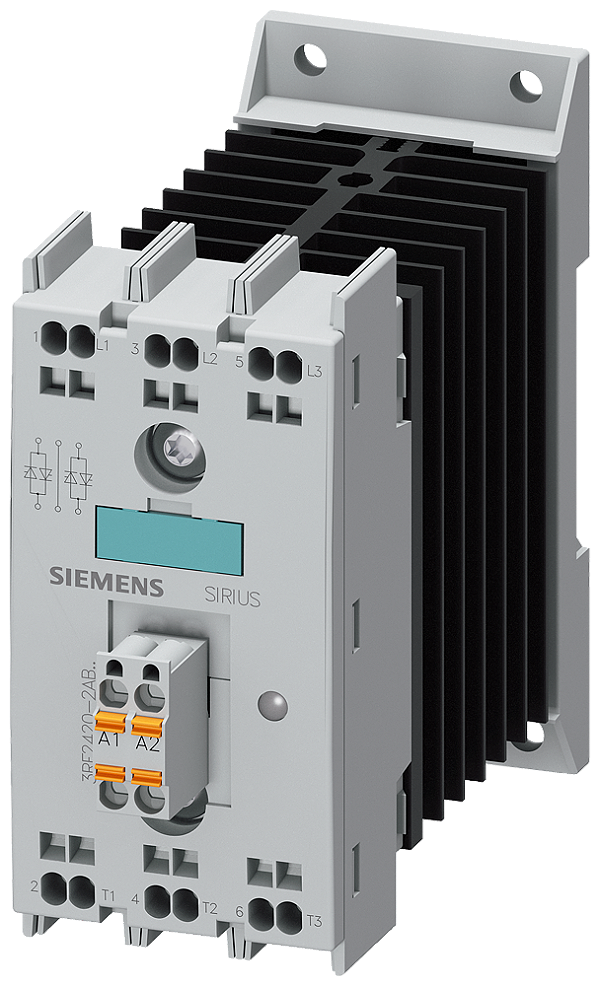 Contator Semicondutor De 3 Fases Ca 51 / 20 A / 40 C 48-600 V / Cc 4-30 V 2 Fases Controladas Conexão De Mola Tensão De Corte 1200 V Protecção Semi-Condutor Sirius 3RF24 Para A Comutação De Cargas Óhmicas/Indutivas Por Exemplo 3RF2420-2AB45 Siemens