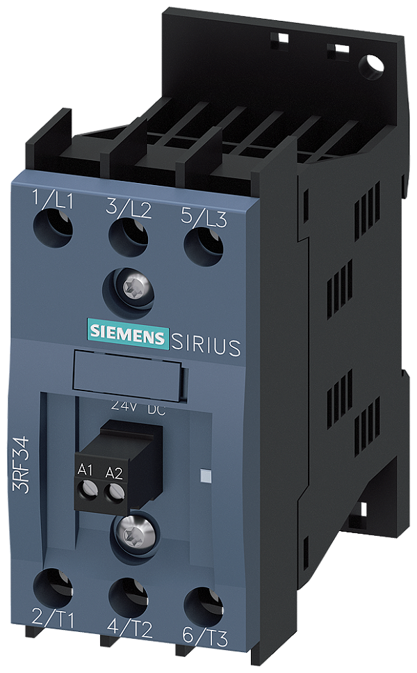 Contator Semicondutor De 3 Fases Ca 53 / 5,2 A / 40 C 48-600 V / 24 V Cc 2 Fases Controladas Com Ligação Instantânea Conexão Parafusada Protecção Semi-Condutor Sirius 3RF34 Para A Comutação De Motores Para A Ligação E Desconexão 3RF3405-1BB06 Siemens