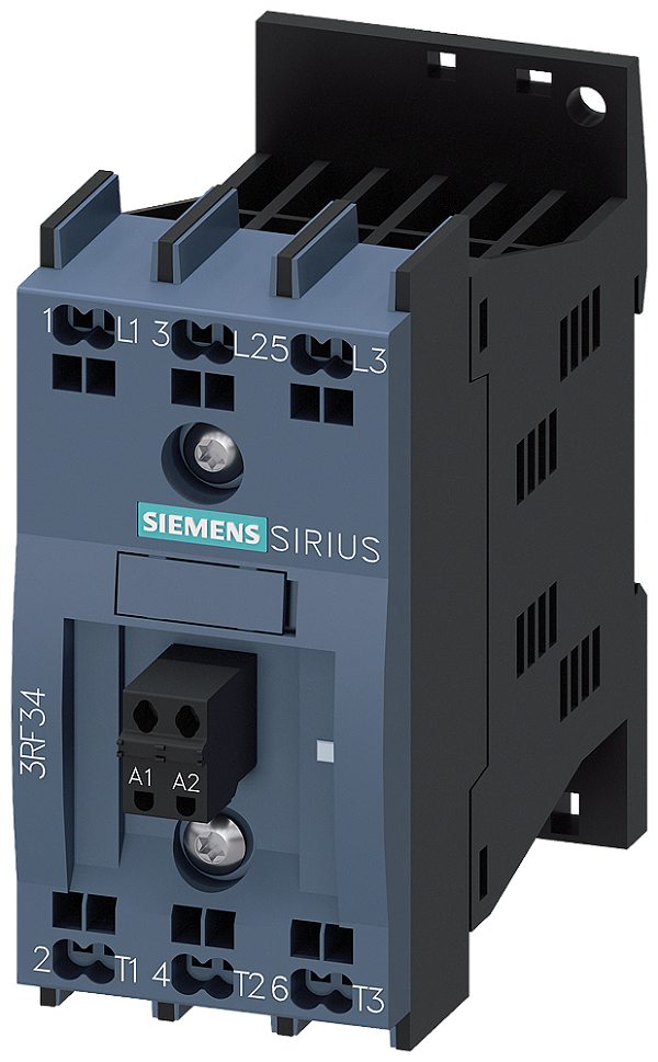 Contator Semicondutor De 3 Fases Ca 53 / 5,2 A / 40 C 48-480 V / 24 V Cc 2 Fases Controladas Com Ligação Instantânea Conexão De Mola Protecção Semi-Condutor Sirius 3RF34 Para A Comutação De Motores Para A Ligação E Desconexão 3RF3405-2BB04 Siemens