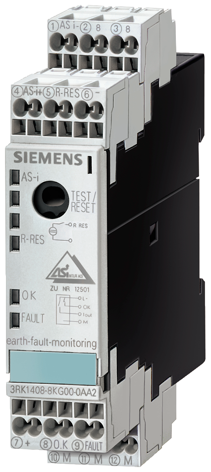 Módulo De Ligação À Terra As-I IP20 S22,5 Monitoração Do Contato À Terra 1 Entrada Reset Remoto 2 X Saída De Sinalização Relé CC-12 1 A / CC-13 500 Ma 24 V Terminal De Mola Largura Da Estrutura 22,5 Mm Nenhum Endereço As-I 3RK1408-8KG00-0AA2 Siemens