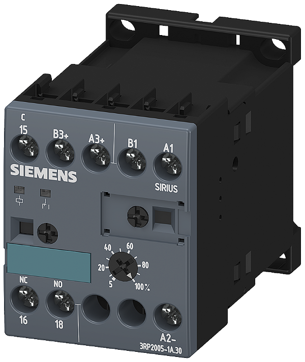 Relé Temporizador Eletrônico Multifuncional 8 Funções 1 Contato Inversor 24 V Ca/Cc 100 Até 127 V Ca A Ca 50/60 Hz 0,05 S Até 100 H Largura Da Estrutura 45 Mm Conexão Parafusada Relé A Prazo Sirius 3RP20 Multifunções Para Todos 3RP2005-1AQ30 Siemens