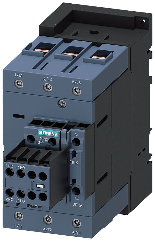 Contator De Potência CA-3e/CA-3 95 A 45 Kw / 400 V De 3 Polos Ca 24 V 50 Hz Contatos Auxiliares 2 Na + 2 Nf Conexão Parafusada Tamanho Da Estrutura S3 Interruptor Auxiliar Removível Contator De Potência Sirius Para A Comutação 3RT2046-1AB04 Siemens