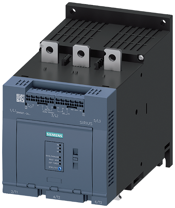Motor De Partida Suave Sirius 200-480 V 470 A CA/24 V Cc Terminais De Mola Saída Analógica Arrancador Suave Sirius 3RW50 Basic Performance Para Aplicações Simples Para O Arranque E A Paragem Suaves De Motores Trifásicos 3RW5076-2AB04 Siemens