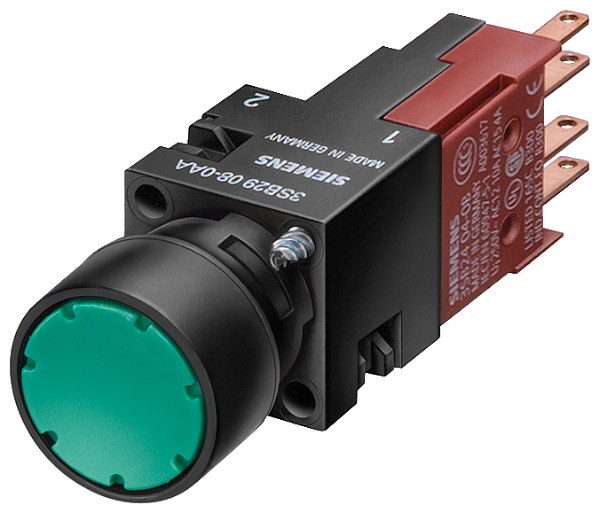 Botão 16Mm Plastico Verde Plano 1Na 3SB2202-0AE01 SIEMENS