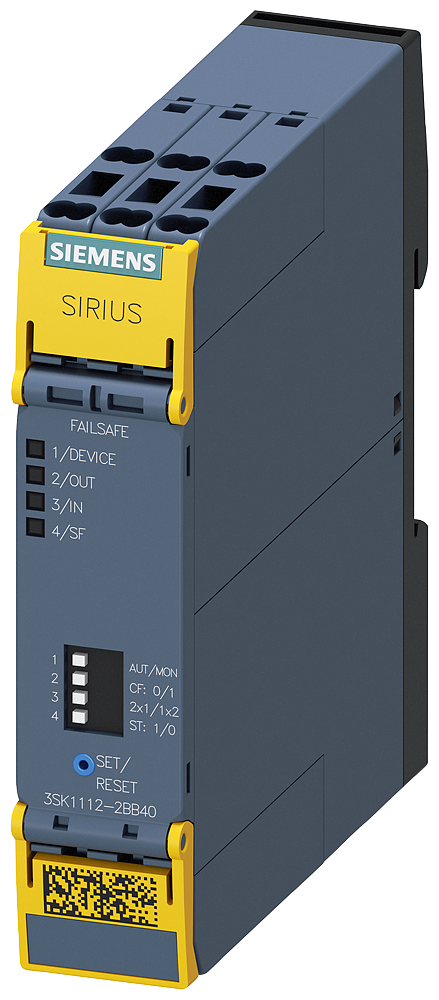 Dispositivo De Comutação De Segurança Sirius Equipamento De Base Da Série Standard Circuito De Habilitação Eletrônica 2 Circuitos De Liberação Positivos 1 Circuito De Sinalização Us 24 V Cc Conexão De Mola Push-In Aparelho De 3SK1112-2BB40 Siemens