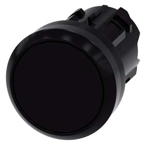 Botão 22 Mm Redondo Plástico Preto Botão De Pressão Plano Tecla Com Retorno Botão De Pressão Sirius Act Para A Comutação E O Comando De Consumidores Elétricos Sob O Nome De Marca Sirius Act A Siemens Disponibiliza Um 3SU1000-0AB10-0AA0 Siemens