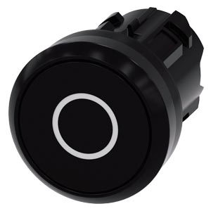 Botão 22 Mm Redondo Plástico Preto Inscrição O Botão De Pressão Plano Tecla Com Retorno Botão De Pressão Sirius Act Para A Comutação E O Comando De Consumidores Elétricos Sob O Nome De Marca Sirius Act A Siemens 3SU1000-0AB10-0AD0 Siemens