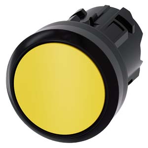 Botão 22 Mm Redondo Plástico Amarelo Botão De Pressão Plano Tecla Com Retorno Botão De Pressão Sirius Act Para A Comutação E O Comando De Consumidores Elétricos Sob O Nome De Marca Sirius Act A Siemens Disponibiliza Um 3SU1000-0AB30-0AA0 Siemens