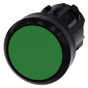 Botão 22 Mm Redondo Plástico Verde Botão De Pressão Plano Tecla Com Retorno Botão De Pressão Sirius Act Para A Comutação E O Comando De Consumidores Elétricos Sob O Nome De Marca Sirius Act A Siemens Disponibiliza Um 3SU1000-0AB40-0AA0 Siemens