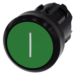 Botão 22 Mm Redondo Plástico Verde Inscrição I Botão De Pressão Plano Tecla Com Retorno Botão De Pressão Sirius Act Para A Comutação E O Comando De Consumidores Elétricos Sob O Nome De Marca Sirius Act A Siemens 3SU1000-0AB40-0AC0 Siemens