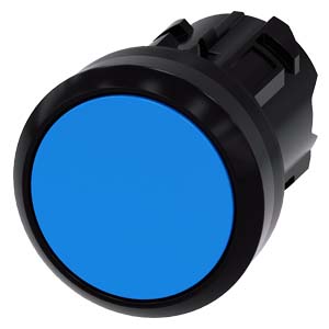 Botão 22 Mm Redondo Plástico Azul Botão De Pressão Plano Tecla Com Retorno Botão De Pressão Sirius Act Para A Comutação E O Comando De Consumidores Elétricos Sob O Nome De Marca Sirius Act A Siemens Disponibiliza Um 3SU1000-0AB50-0AA0 Siemens