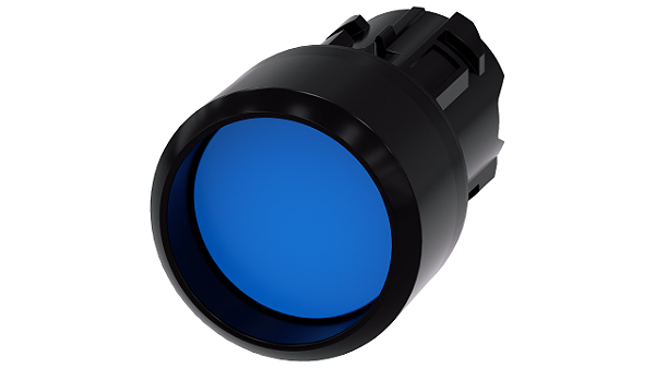 Botão 22 Mm Redondo Plástico Azul Anel Frontal Alto Tecla Com Retorno Botão De Pressão Sirius Act Para A Comutação E O Comando De Consumidores Elétricos Sob O Nome De Marca Sirius Act A Siemens Disponibiliza Um Portfólio 3SU1000-0CB50-0AA0 Siemens