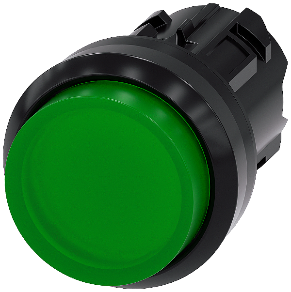 Botão Iluminado 22 Mm Redondo Plástico Verde Botão De Pressão Alto Tecla Com Retorno Botão De Pressão Iluminado Sirius Act Para A Comutação E O Comando De Consumidores Elétricos Sob O Nome De Marca Sirius Act A Siemens 3SU1001-0BB40-0AA0 Siemens